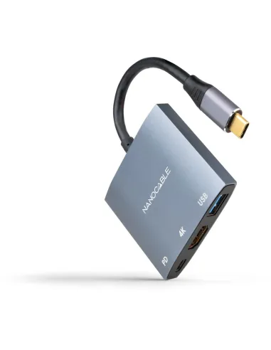 Nanocable 10.16.4306 Conversor USB-C a HDMI 4K/PD/USB 3.0 15cm Gris