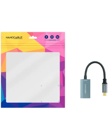 Nanocable 10.16.4104-G Conversor USB-C a DisplayPort 8K Aluminio 15cm Gris
