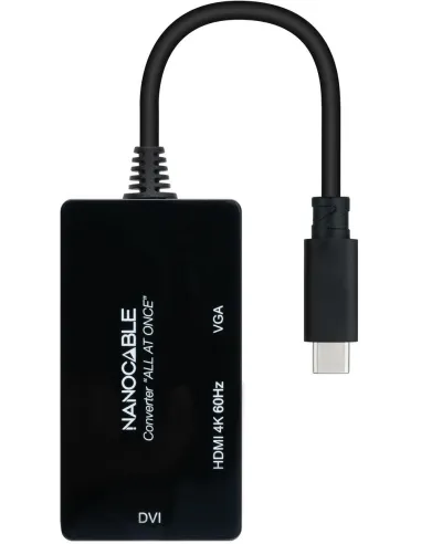 Nanocable 10.16.4301-ALL Conversor USB-C a HDMI 4K/DVI/VGA 10cm Negro