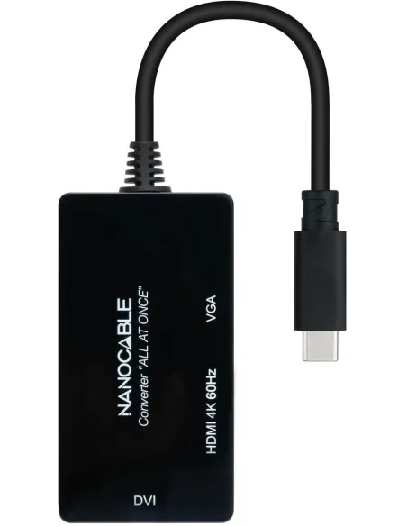 Nanocable 10.16.4301-ALL Conversor USB-C a HDMI 4K/DVI/VGA 10cm Negro