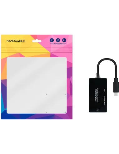 Nanocable 10.16.4301-ALL Conversor USB-C a HDMI 4K/DVI/VGA 10cm Negro