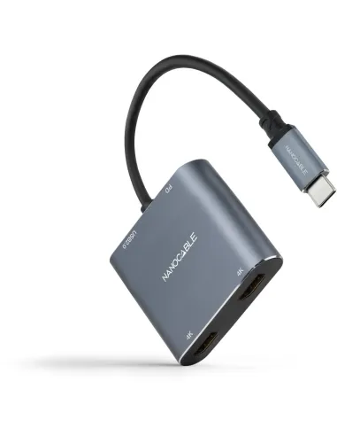 Nanocable 10.16.4305 Conversor USB-C a HDMI/USB-C PD/VGA/DVI 15cm Gris