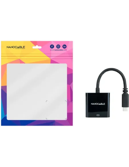 Nanocable 10.16.4101-BK Conversor USB-C a VGA Macho/Hembra 10cm Negro