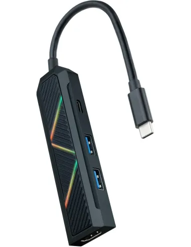 Nanocable 10.16.0401 HUB USB-C 3.0 a USB-A 3.0/USB-C 3.0/HDMI 4 Puertos 15 cm Negro