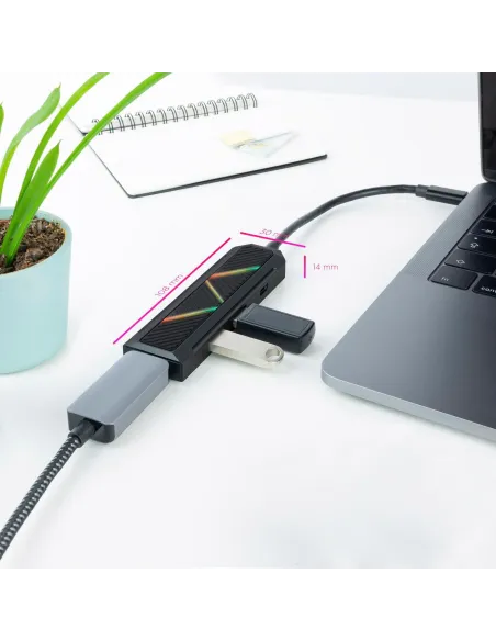 Nanocable 10.16.0401 HUB USB-C 3.0 a USB-A 3.0/USB-C 3.0/HDMI 4 Puertos 15 cm Negro