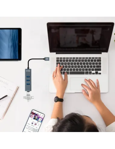 Nanocable 10.16.4402 HUB USB-A 3.0 a USB-A 3.0 4 Puertos 10 cm Gris