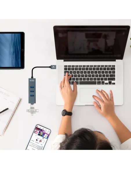 Nanocable 10.16.4402 HUB USB-A 3.0 a USB-A 3.0 4 Puertos 10 cm Gris