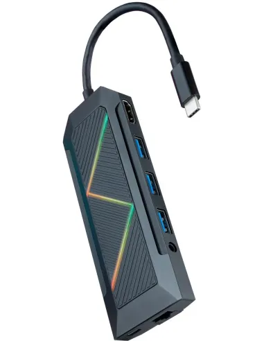 Nanocable 10.16.0901 HUB USB-C a USB-C/HDMI/RJ-45/microSD/SD/Jack 3.5mm 9 Puertos 15 cm Negro
