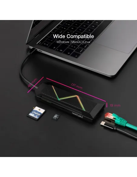 Nanocable 10.16.0901 HUB USB-C a USB-C/HDMI/RJ-45/microSD/SD/Jack 3.5mm 9 Puertos 15 cm Negro