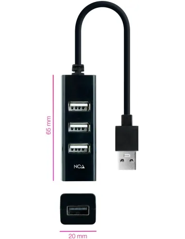 Nanocable 10.16.4404 USB-A a USB-A 4 Puertos 15 cm Negro