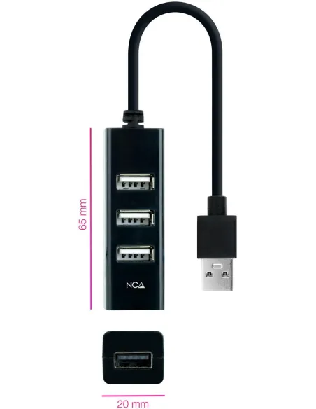Nanocable 10.16.4404 USB-A a USB-A 4 Puertos 15 cm Negro