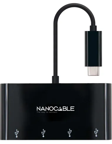 Nanocable 10.16.4401-BK USB-C 3.0 a USB-A 3.0 4 Puertos 10cm Negro