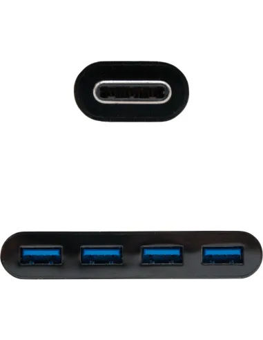 Nanocable 10.16.4401-BK USB-C 3.0 a USB-A 3.0 4 Puertos 10cm Negro