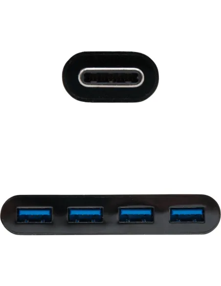 Nanocable 10.16.4401-BK USB-C 3.0 a USB-A 3.0 4 Puertos 10cm Negro