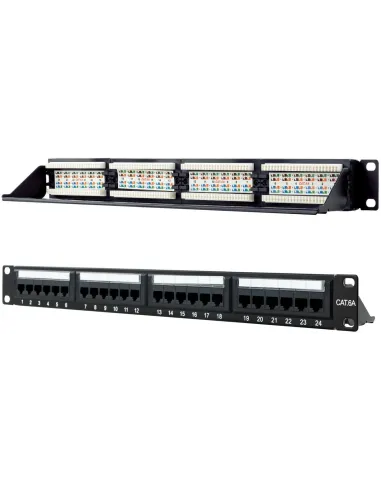 Nanocable 10.21.4124 Panel de Parcheo De 24 Puertos RJ45 Cat.6A UTP para Rack de 19" 1U