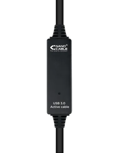Nanocable 10.01.0313 Prolongador Amplificado USB A 3.0 a USB A Macho/Hembra 15M Negro