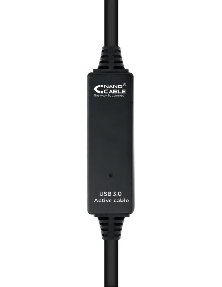 Nanocable 10.01.0313 Prolongador Amplificado USB A 3.0 a USB A Macho/Hembra 15M Negro