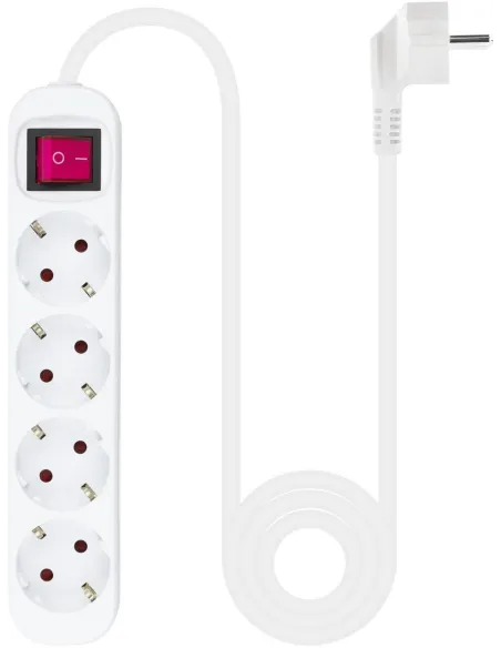 Nanocable 10.37.0004 Regleta de Enchufes de 4 Tomas con Interruptor 1.4M Blanca