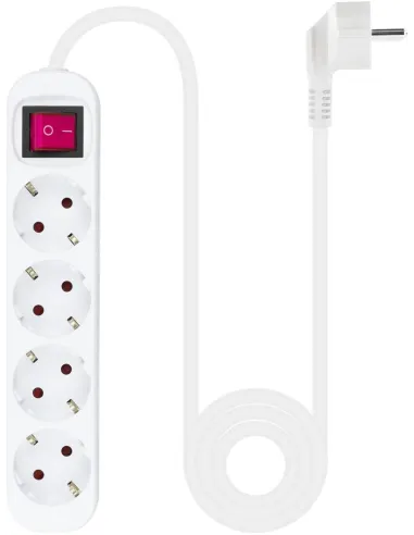 Nanocable 10.37.0004 Regleta de Enchufes de 4 Tomas con Interruptor 1.4M Blanca