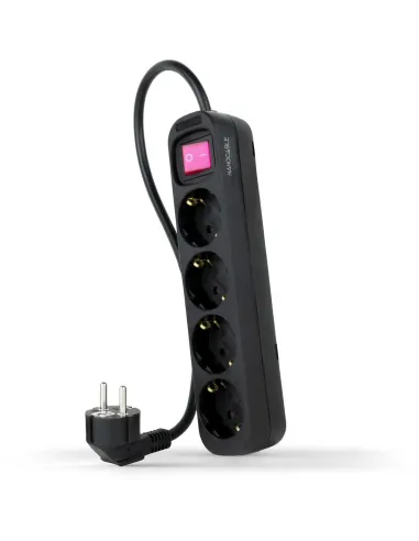 Nanocable 10.37.0004-BK Regleta 4 Tomas con Interruptor 1.4M Negro