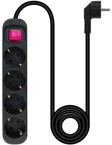 Nanocable 10.37.0004-BK Regleta 4 Tomas con Interruptor 1.4M Negro