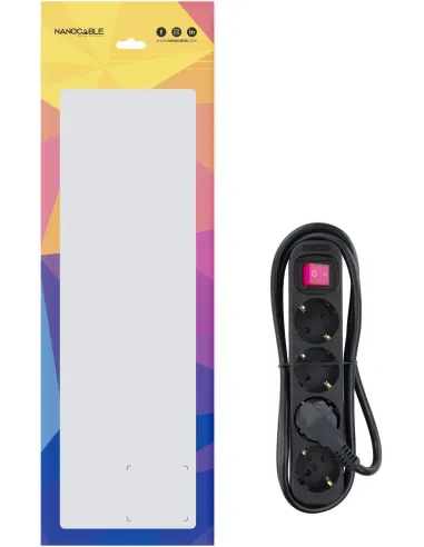 Nanocable 10.37.0004-BK Regleta 4 Tomas con Interruptor 1.4M Negro