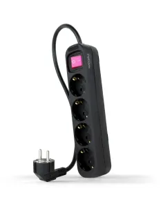 Nanocable 10.37.0004-BK Regleta 4 Tomas con Interruptor 1.4M Negro-ACCE52311