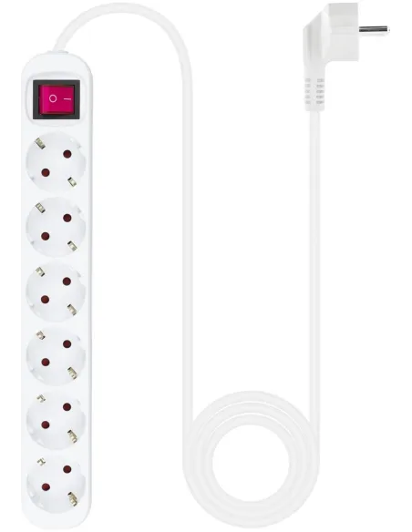 Nanocable 10.37.0006 Regleta 6 Tomas con Interruptor Blanca