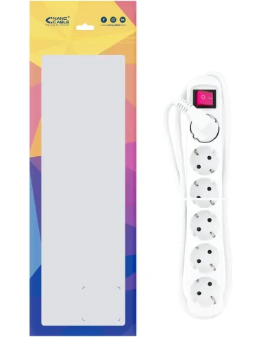 Nanocable 10.37.0006 Regleta 6 Tomas con Interruptor Blanca