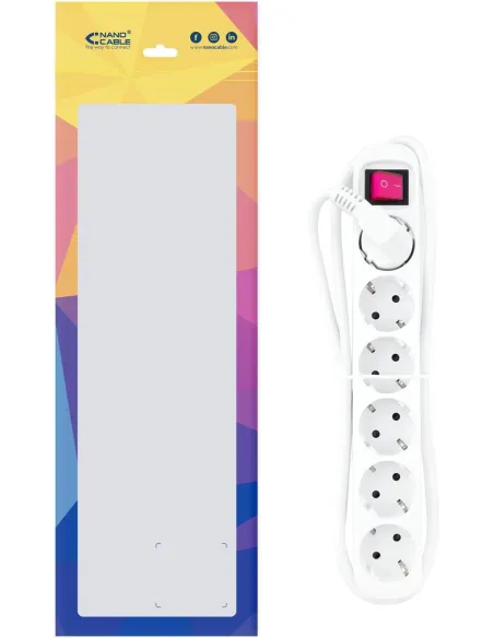 Nanocable 10.37.0006 Regleta 6 Tomas con Interruptor Blanca