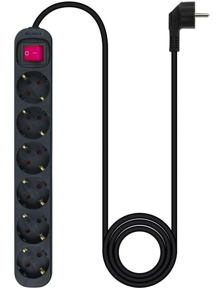 Nanocable 10.37.0006-BK Regleta con Protección 6 Tomas Schuko 1.4 Metros Negra