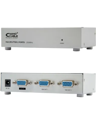 Nanocable 10.25.0002 Splitter Full HD VGA 2 Puertos Negro