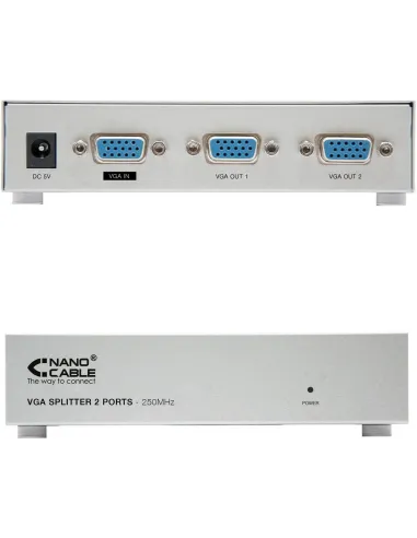 Nanocable 10.25.0002 Splitter Full HD VGA 2 Puertos Negro