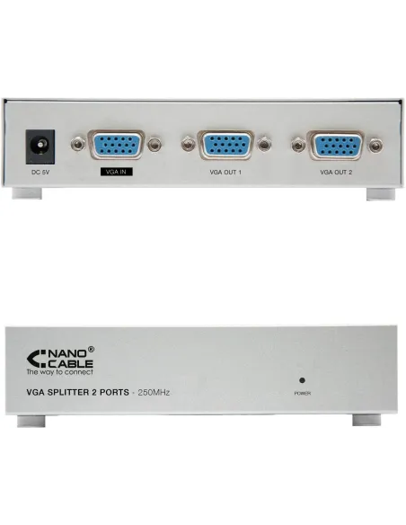 Nanocable 10.25.0002 Splitter Full HD VGA 2 Puertos Negro
