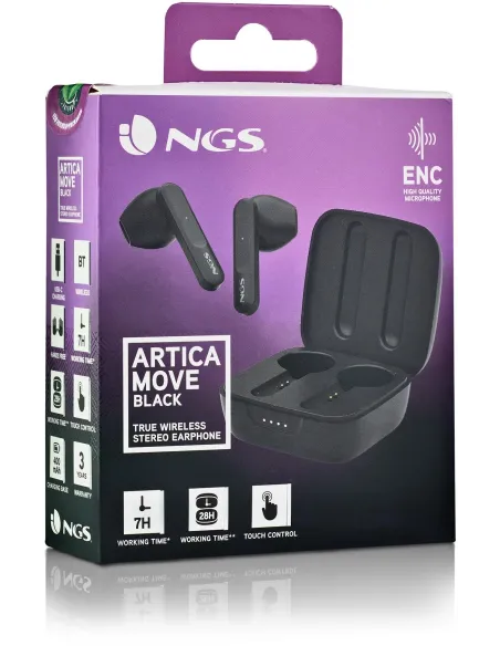 NGS Artica Move Auricular Inalámbrico Negro