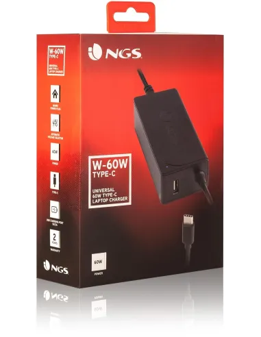 NGS Ban Cargador para Portátil 90W Negro