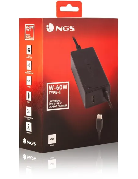 NGS Ban Cargador para Portátil 90W Negro