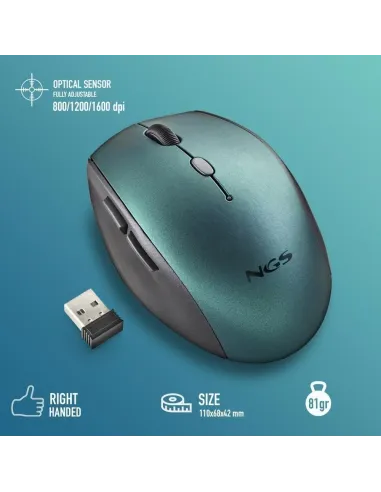 NGS BEEBLUE Ratón Inalámbrico 1600DPI Azul