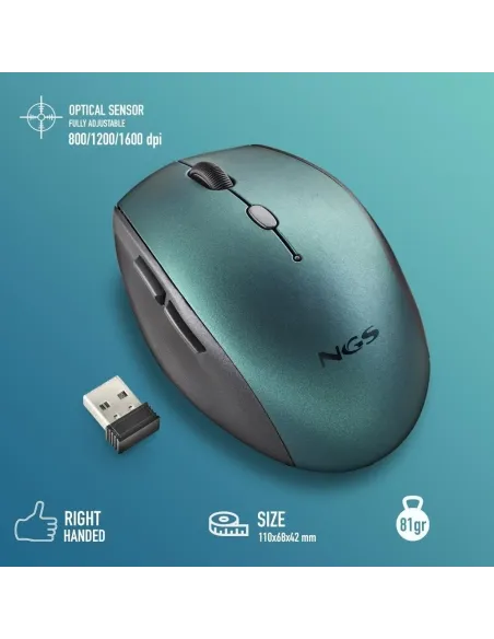 NGS BEEBLUE Ratón Inalámbrico 1600DPI Azul