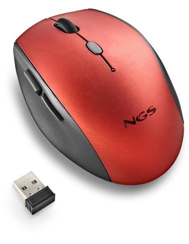 NGS BEERED Ratón Inalámbrico 1600DPI Rojo