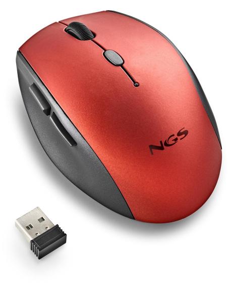 NGS BEERED Ratón Inalámbrico 1600DPI Rojo