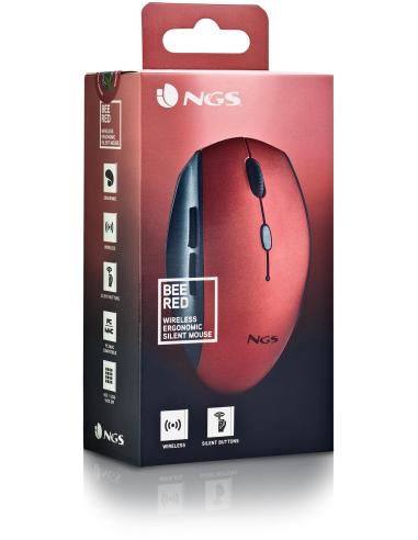 NGS BEERED Ratón Inalámbrico 1600DPI Rojo