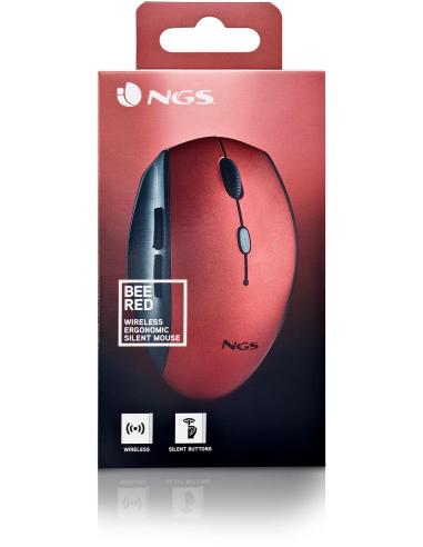 NGS BEERED Ratón Inalámbrico 1600DPI Rojo