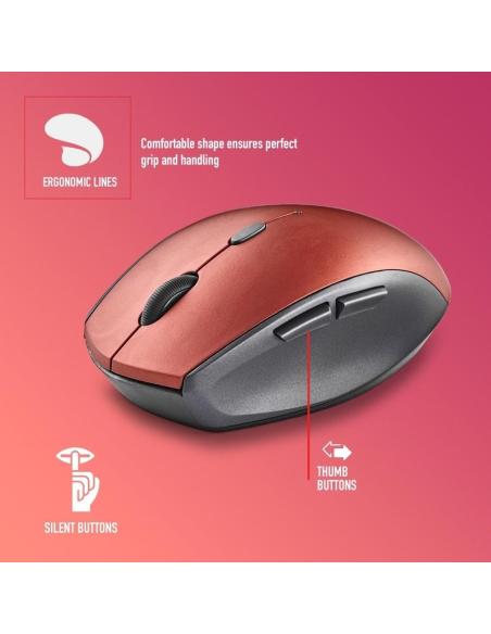 NGS BEERED Ratón Inalámbrico 1600DPI Rojo