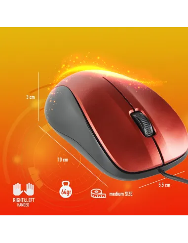 NGS Crew Ratón Óptico 1200DPI Rojo