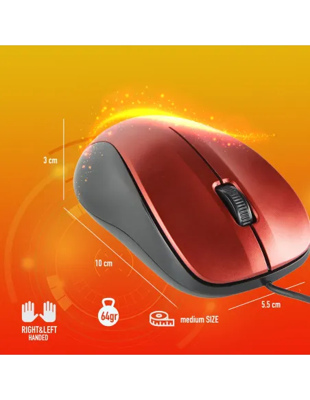 NGS Crew Ratón Óptico 1200DPI Rojo