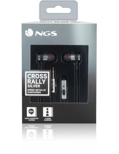 NGS Cross Rally Auriculares con Micrófono Plata