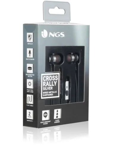 NGS Cross Rally Auriculares con Micrófono Plata