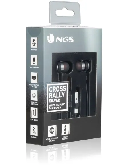 NGS Cross Rally Auriculares con Micrófono Plata