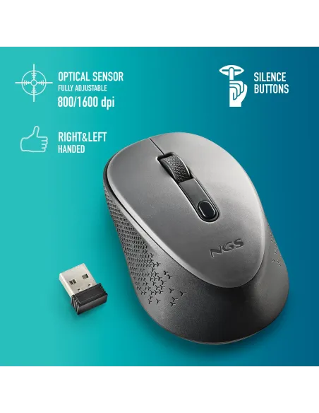 NGS DEWGRAY Ratón Inalámbrico 800/1600DPI Gris